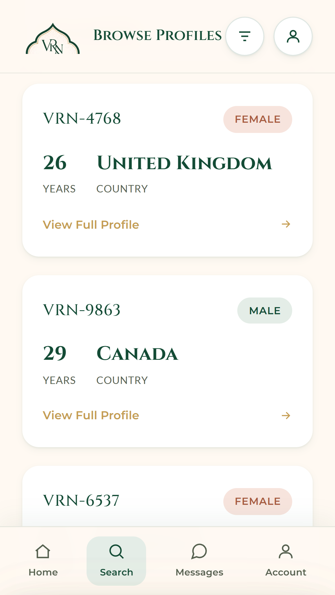 Virtual Rishta Naata — browse profiles